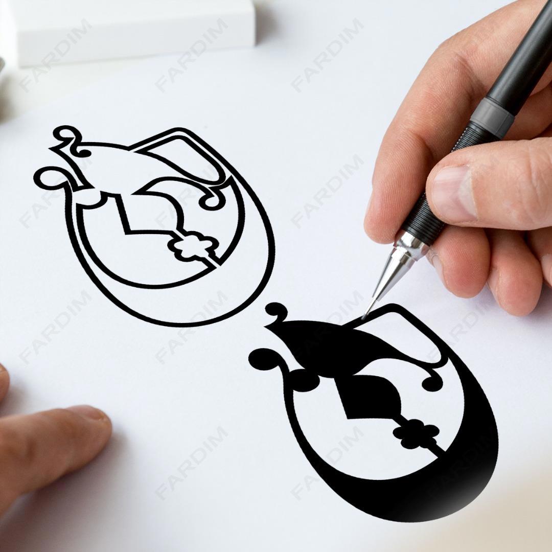 طرح وکتور تایپوگرافی و حروف نگاری خوشنویسی شده با خط نستعلیق حرف نون